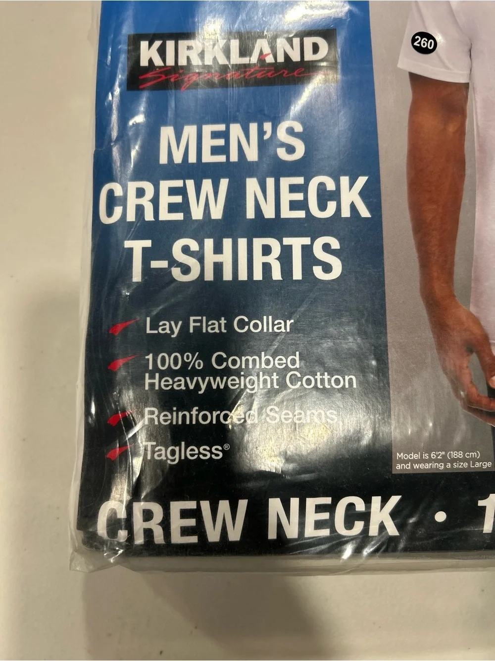 Kirkland Signature Mens 6 Pack Crew Neck T-Shirts White Heavyweight Cotton Large